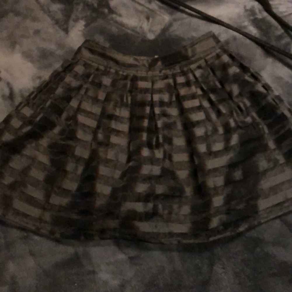 Black shiny fitted waist poofy skirt